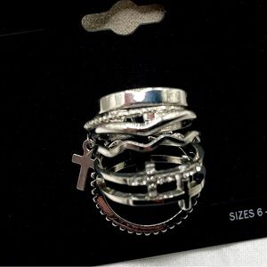 Silver Multi-Band Ring Set